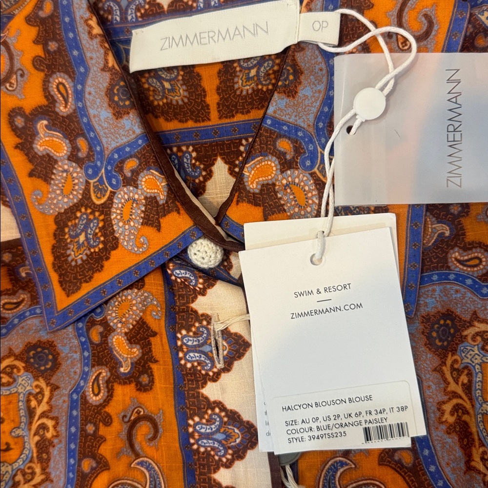 🆕 Zimmermann Halcyon paisley printed cotton shirt NWT - Picture 9 of 10